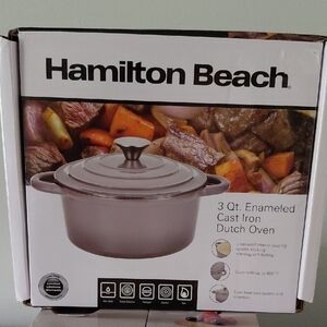 Hamilton Beach Mauve Enameled Cast Iron Dutch Oven
